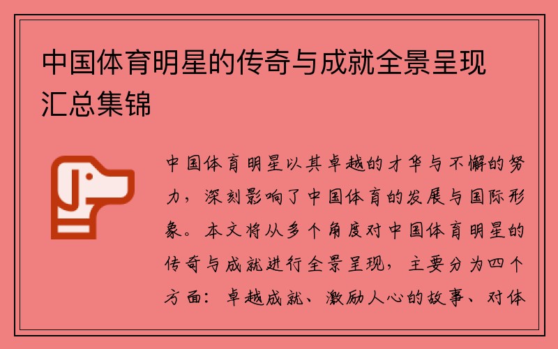 中国体育明星的传奇与成就全景呈现汇总集锦